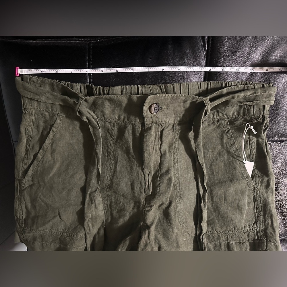 LOFT Lou & Gray Army Green Linen Shorts with Belt. Size S. NWT. - Picture 6 of 6
